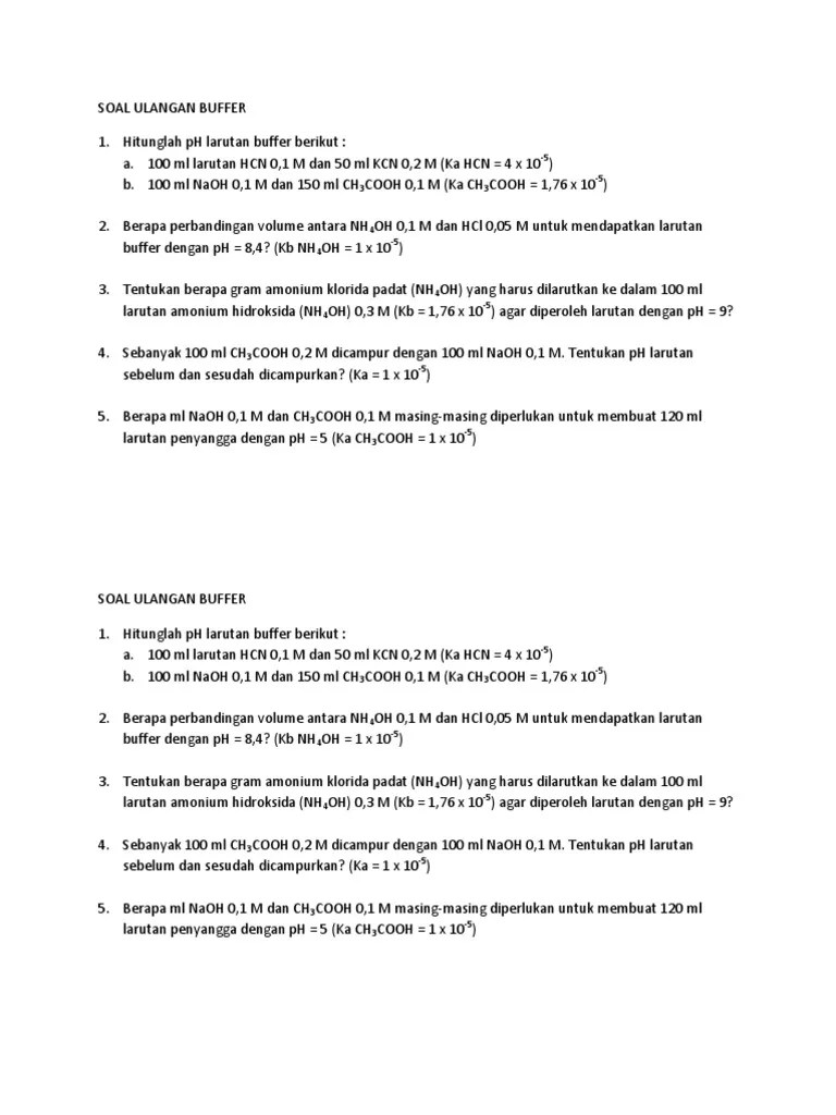Soal Ulangan Buffer | PDF