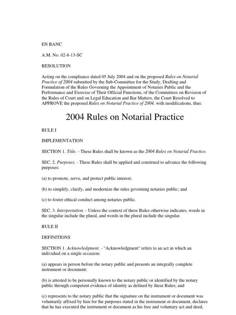 2004 Rules on Notarial Practice Notary Public Signature