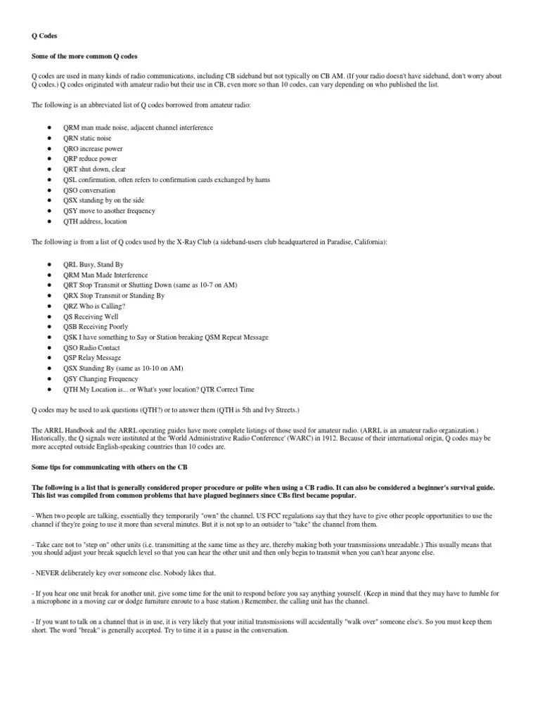 Q Codes PDF Radio Amateur Radio