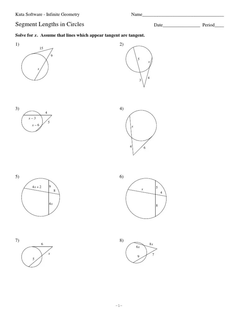 Angles And Segments In Circles Worksheet Promotiontablecovers