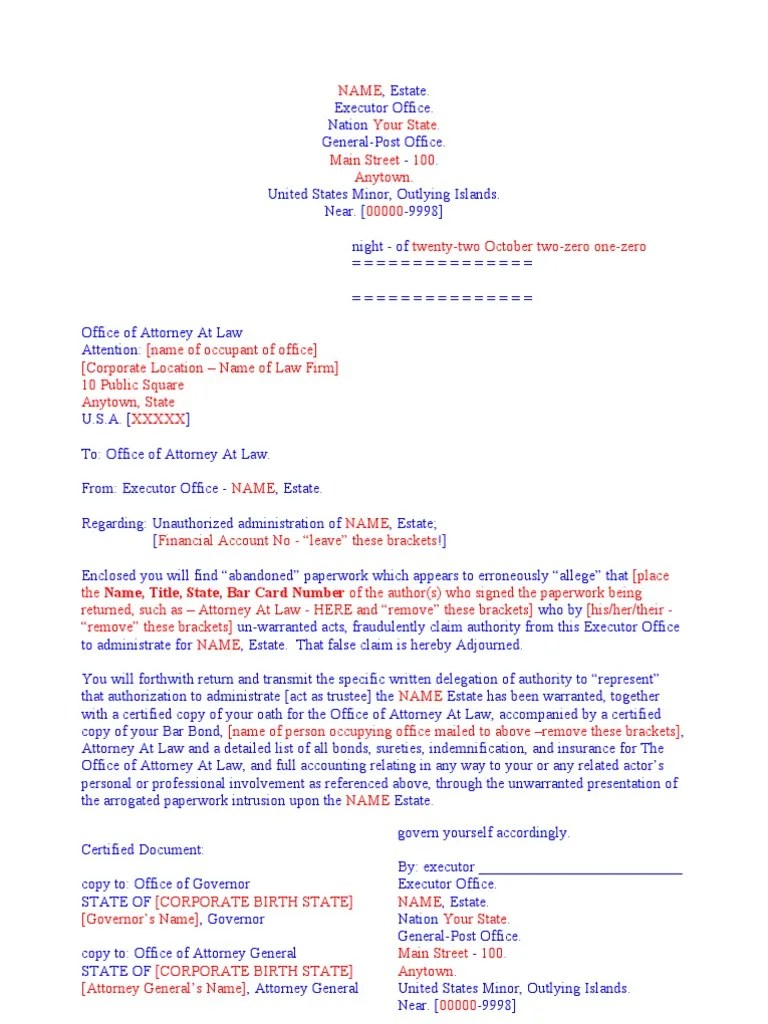 Executive/ Executor letter 0010 Executor Lawyer