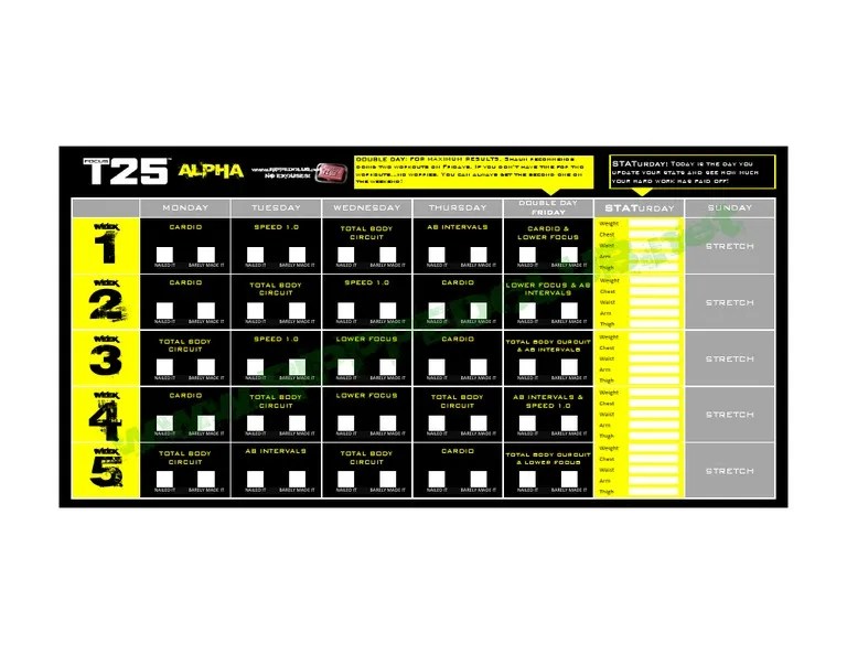 T25 Alpha Phase Calendar | Pdf
