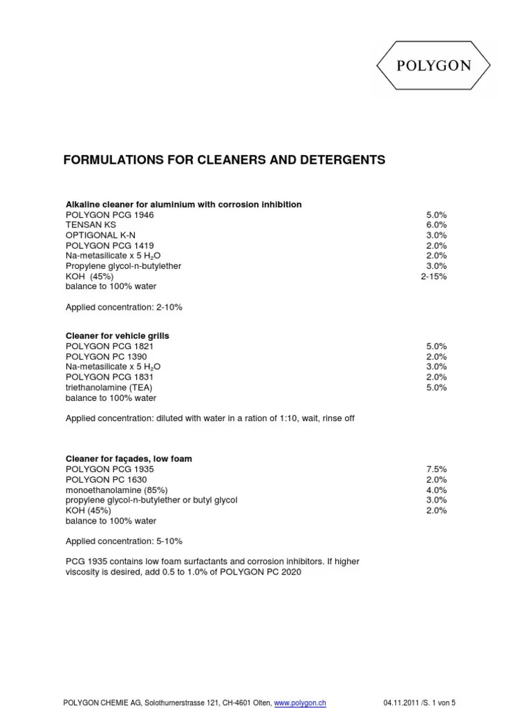 Formulation for Detergents and Cleaners Sodium Hydroxide Detergent