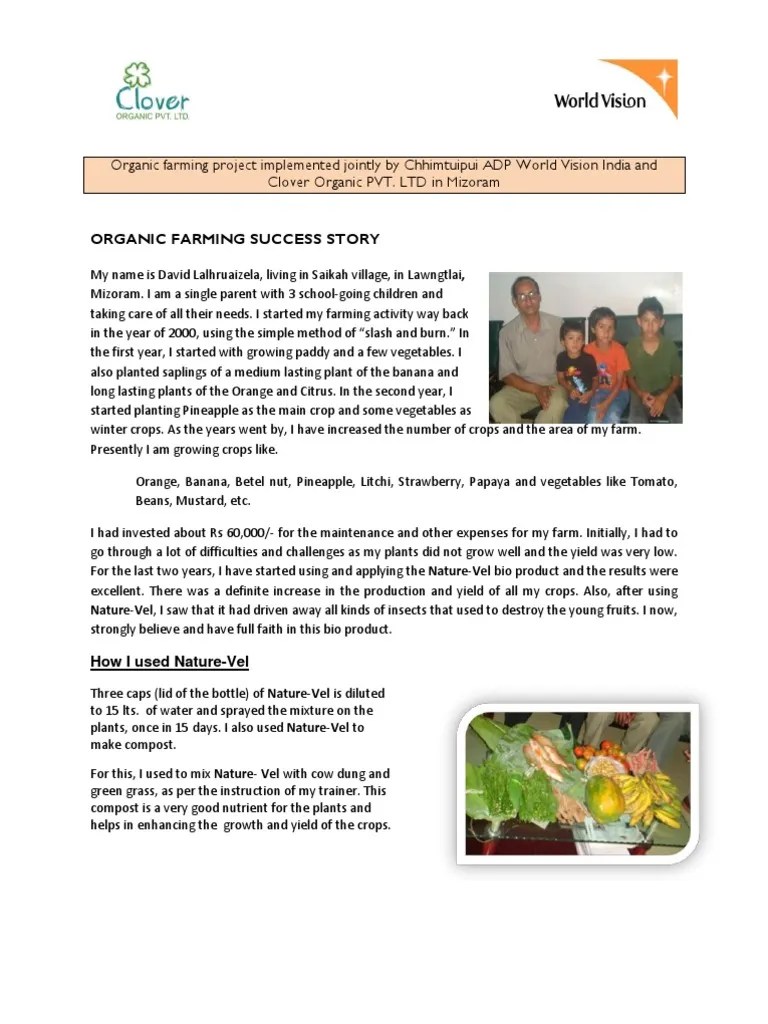 Organic Farming Success Story PDF Organic Farming Crop Yield