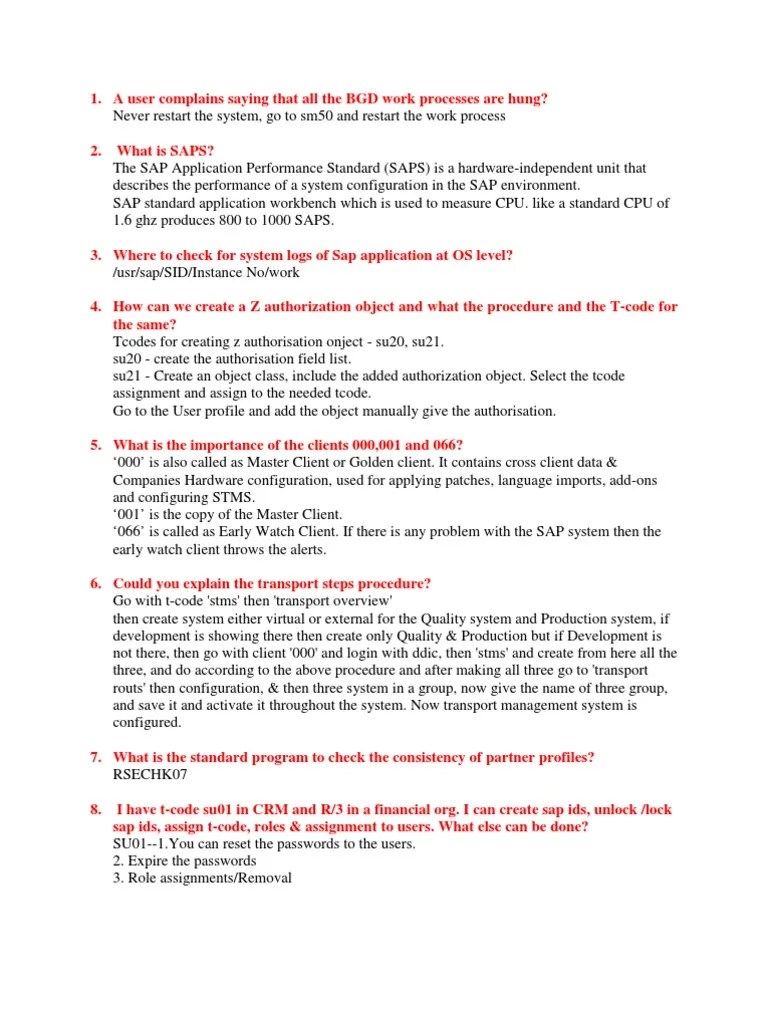 SAP BAsis Interview Question Installation Programs) Sap Se