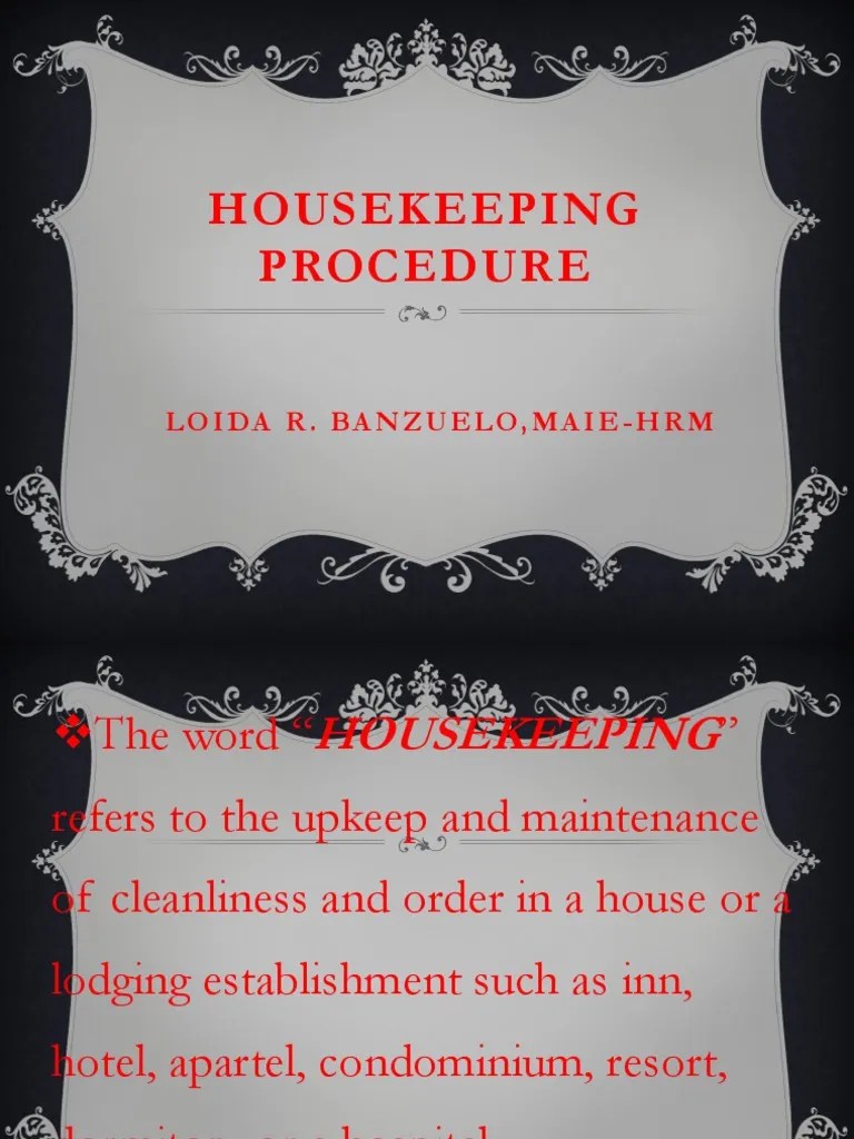 Housekeeping Procedure Housekeeping Hotel