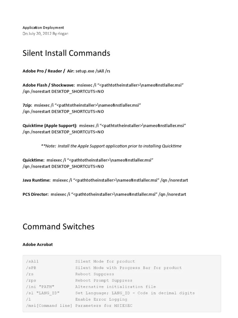 Msi Silent Install Commands PDF Plug In Explorer