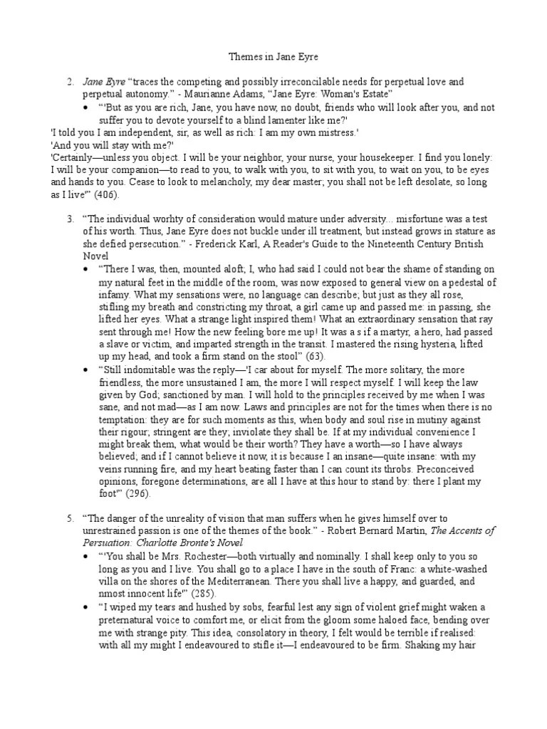 Jane Eyre Themes Jane Eyre