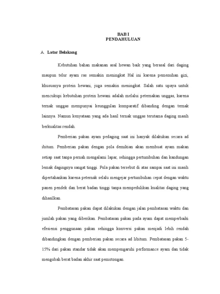 Makalah Pembatasan Makanan Pada Unggas | PDF