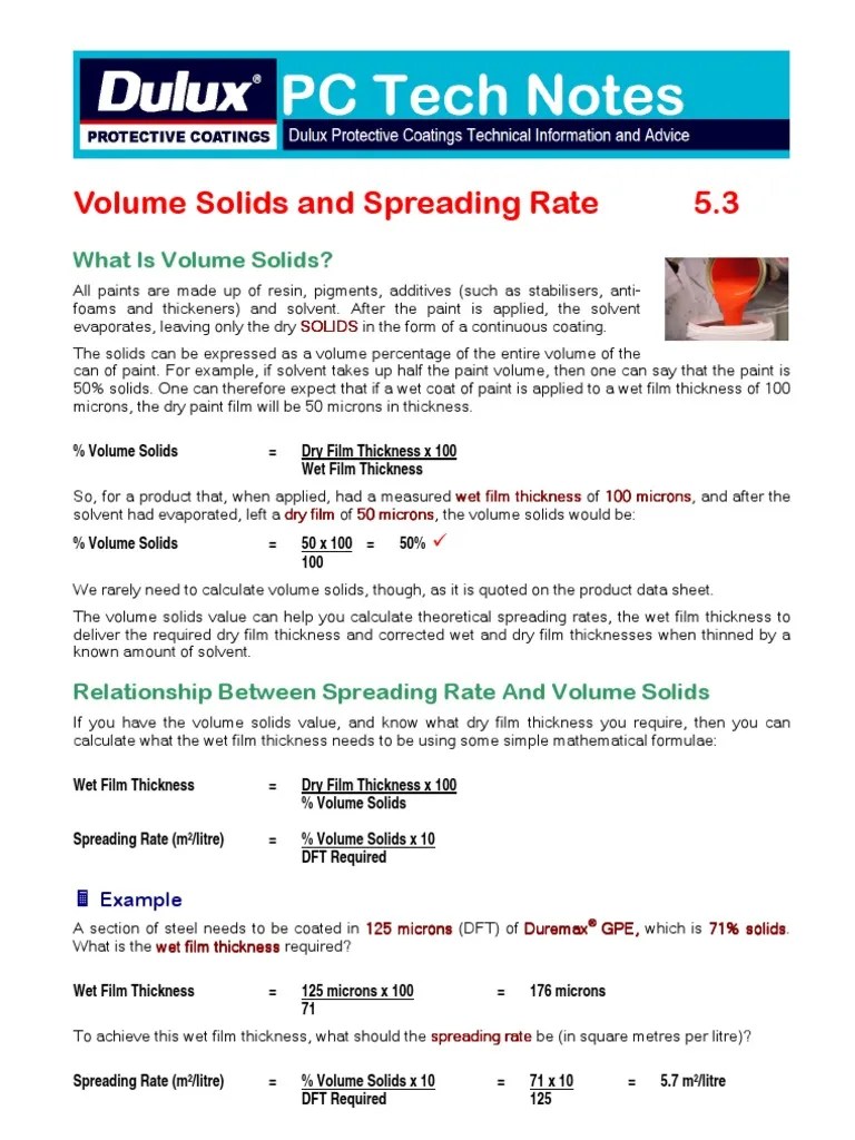 5.3 Volume Solids and Spread Rate PDF Paint Volume