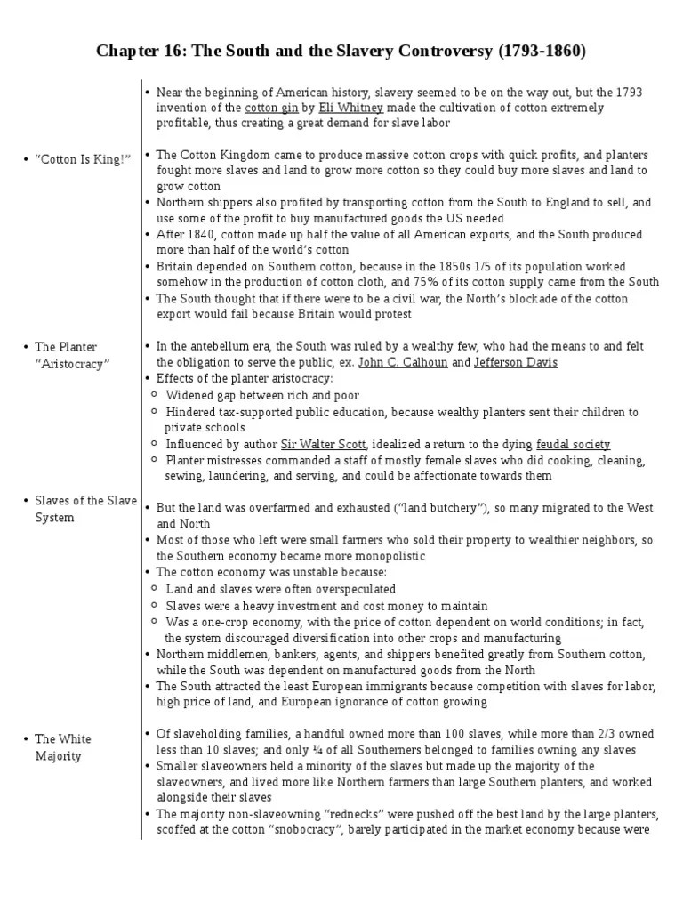 APUSH Chapter 16 Notes PDF Abolitionism In The United States