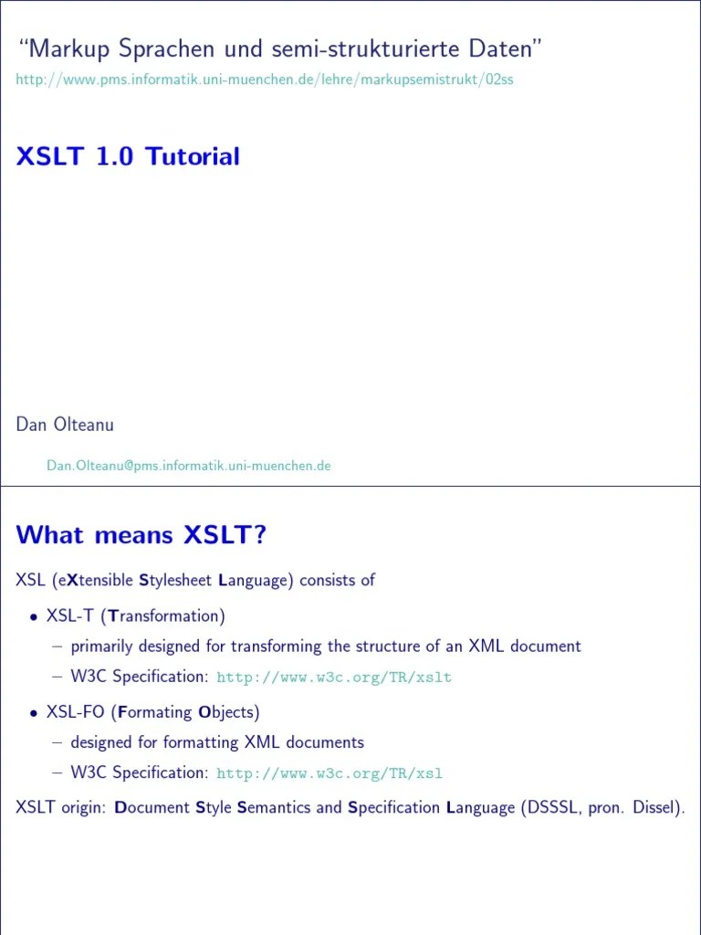 XSLT 1.0 Tutorial PDF