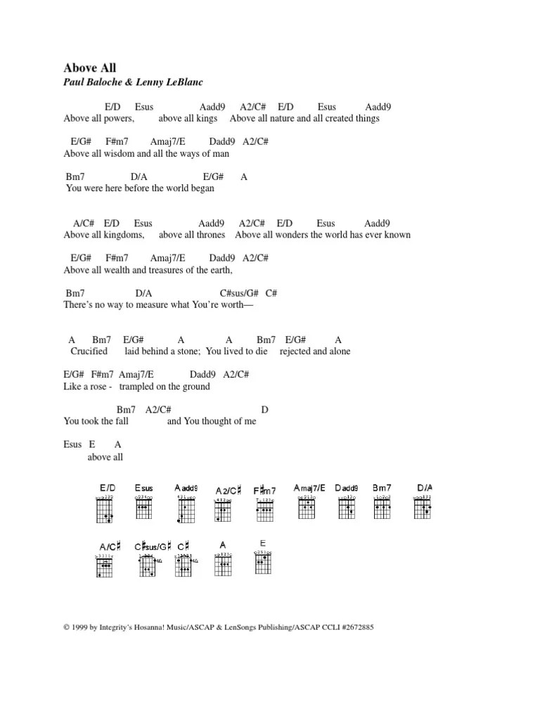 Above All Lyrics Chords Merged PDF Song Structure Heaven