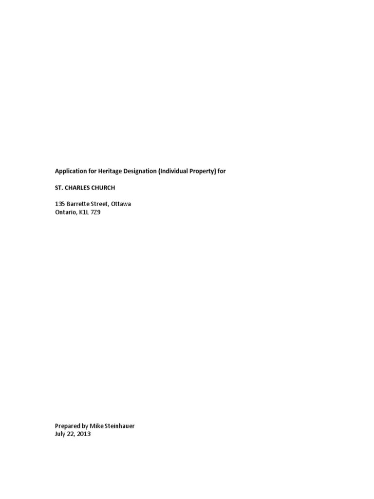 TEST Application For Heritage Designation (Individual Property) For St