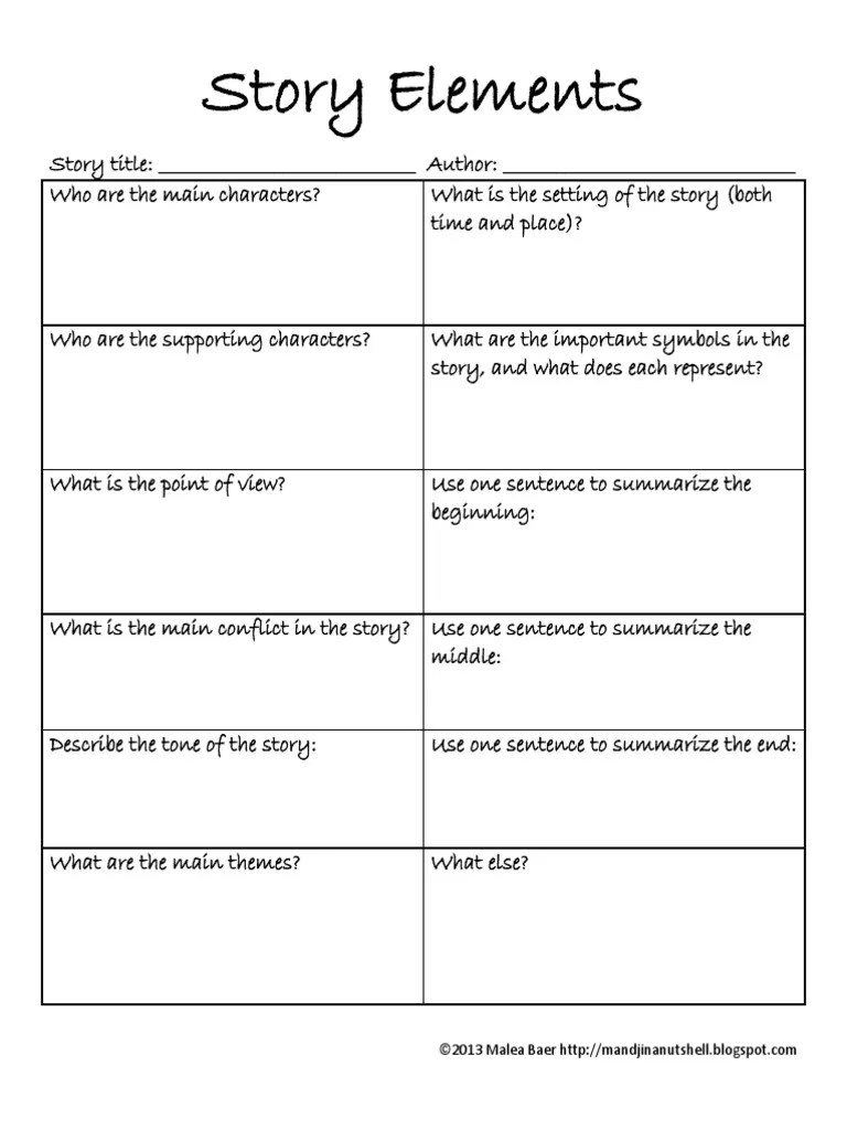 Literature Short Story Elements Worksheet | PDF