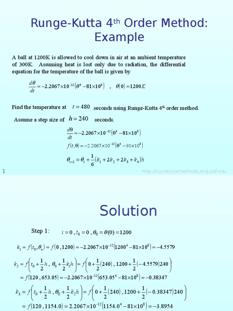Runge Kutta Example Mathematical Problem Solving Equations
