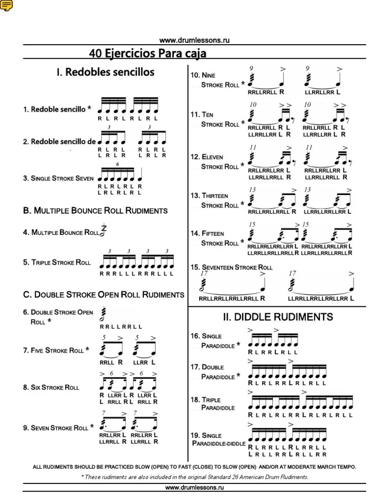 40 Rudiments For Snare Drum PDF