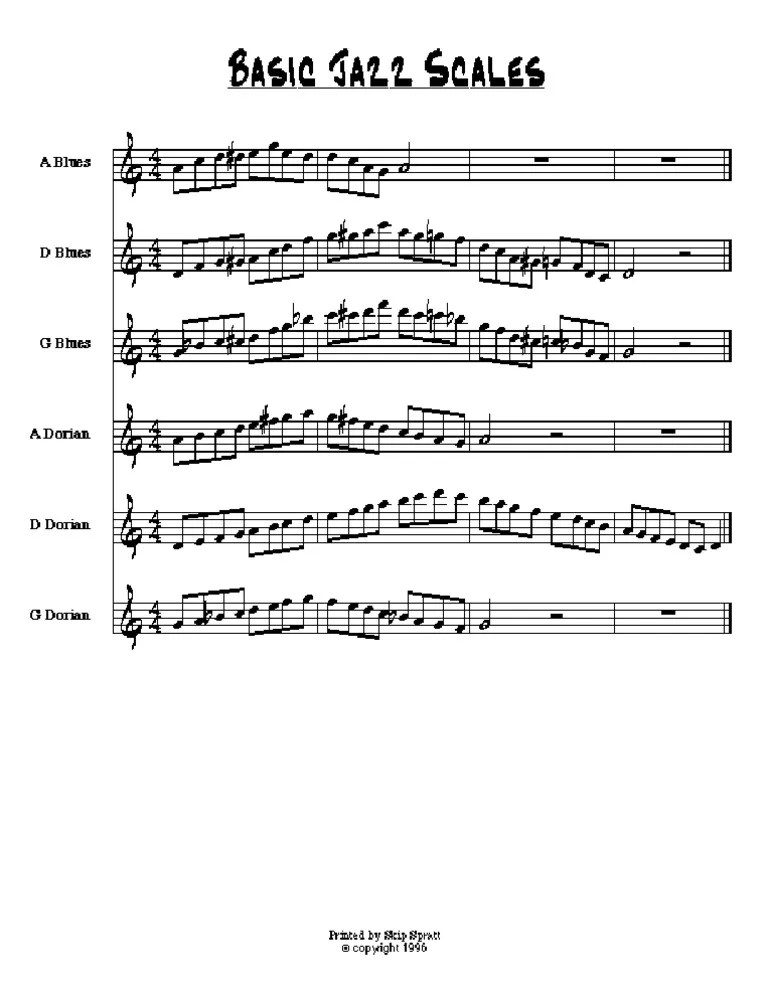 Scales Basic Jazz Scales for Saxophone