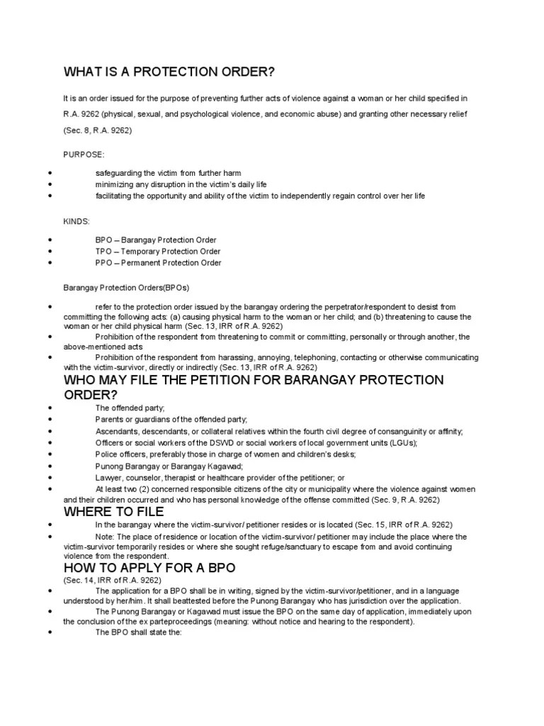 What is a Protection Order Restraining Order Government Information