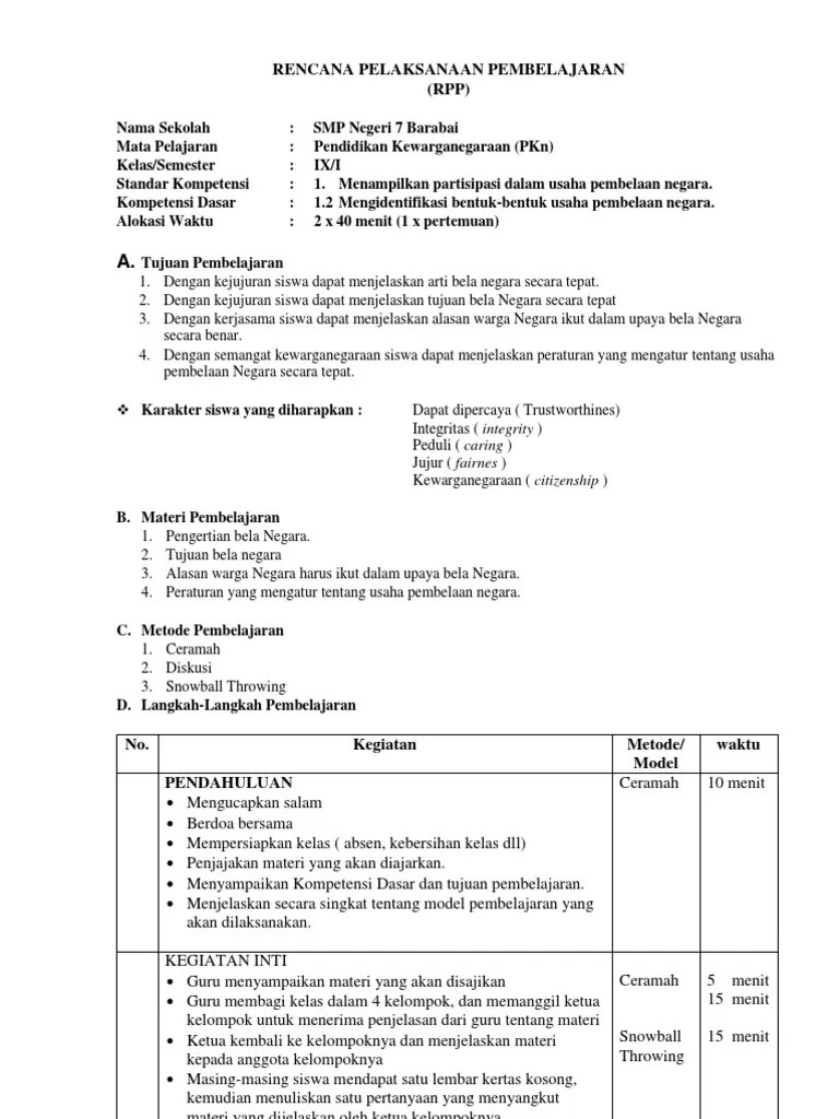 Rpp Kinerja Snowball Throwing