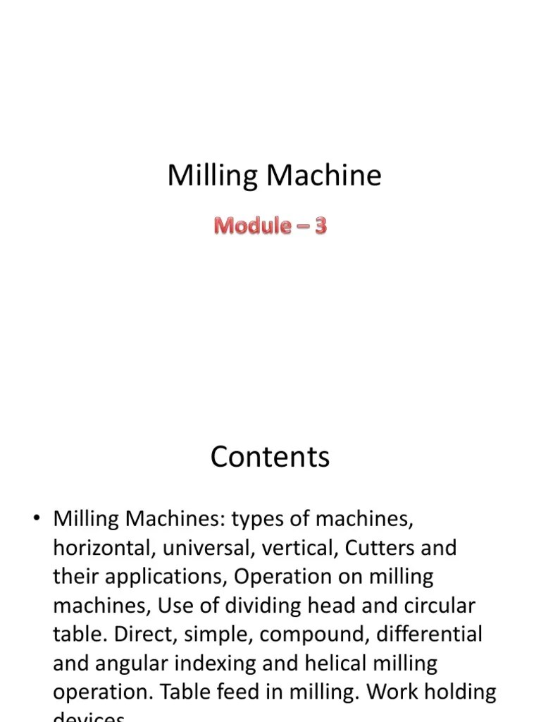 Milling Machine PDF Machining Production And Manufacturing