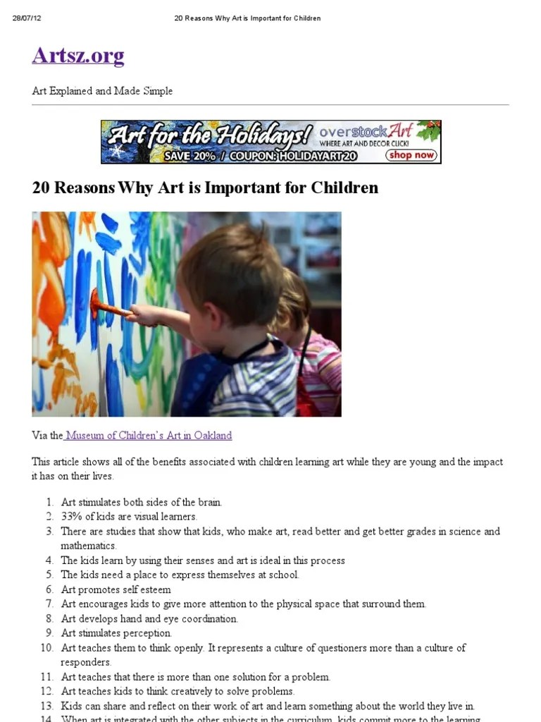 20 Reasons Why Art is Important for Children Pedagogy Communication