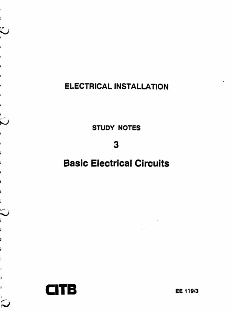 Electrical Installation Notes 3 Basic Electrical Circuits
