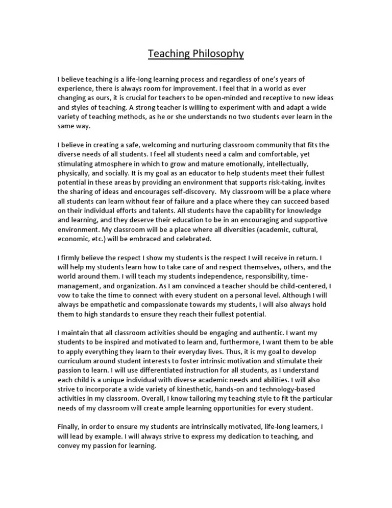 teaching philosophy Classroom Learning