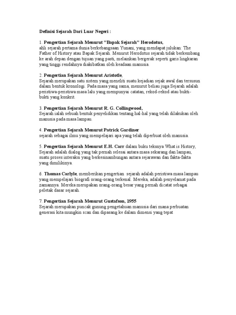 Pengertian Sejarah Menurut Para Ahli Luar Negeri
