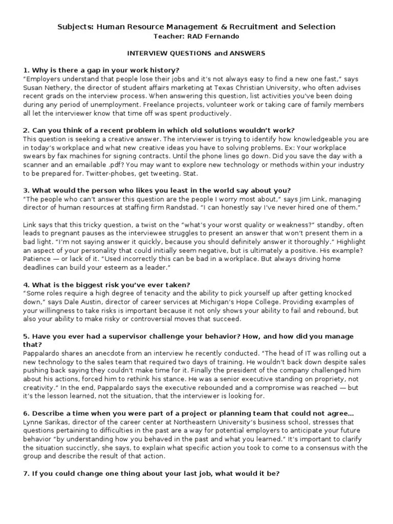 Interview Questions Time Management Job Interview