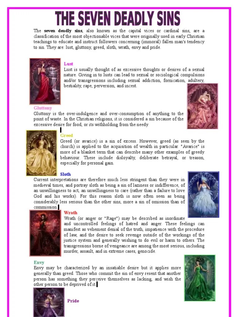 The Seven Deadly Sins Seven Deadly Sins Christianity