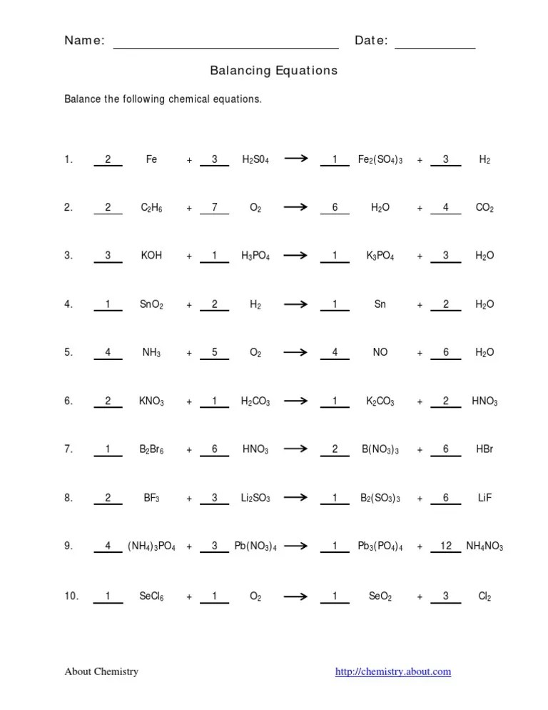 Balancing Chemical Equations Gizmo Answer Key Scribd Tips And Tricks