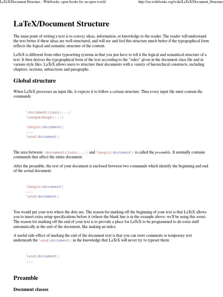 LaTeX Document Structure Wikibooks, Open Books For An Open World