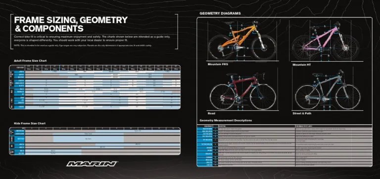 2008 Sizing Chart of Marin Bicycle Frame | Wheel | Vehicle Parts