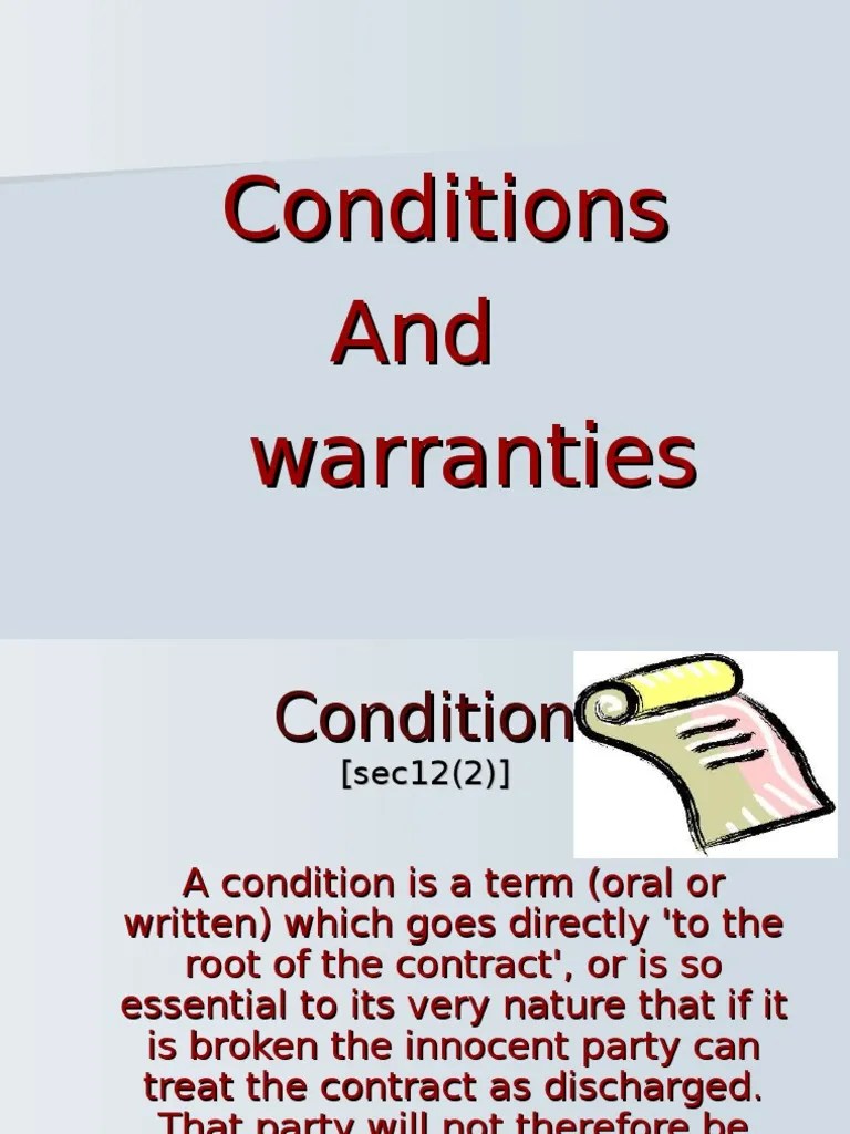 conditions and warranties ppt Implied Warranty Legal Concepts