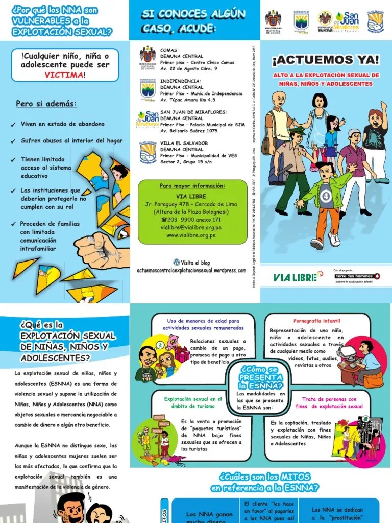 TRÍPTICO "'¡Actuemos ya! Alto a la explotación sexual de