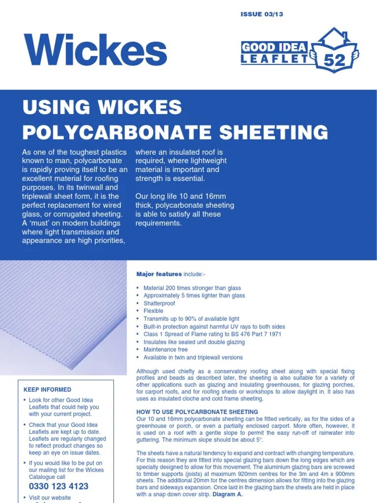Using Wickes Polycarbonate Sheeting PDF