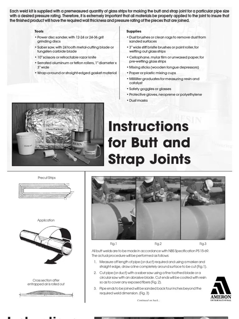 Bondstrand Instructions for Butt and Strap Joints Fiberglass Pipe
