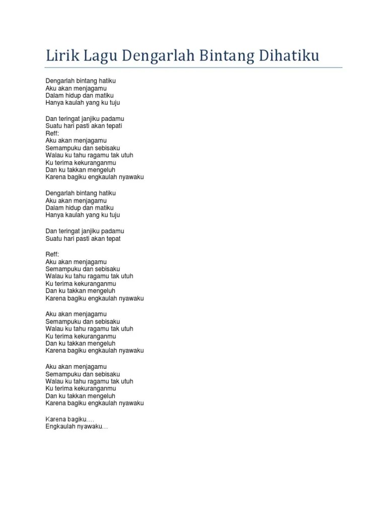 Lirik Lagu Dengarlah Bintang Dihatiku | PDF