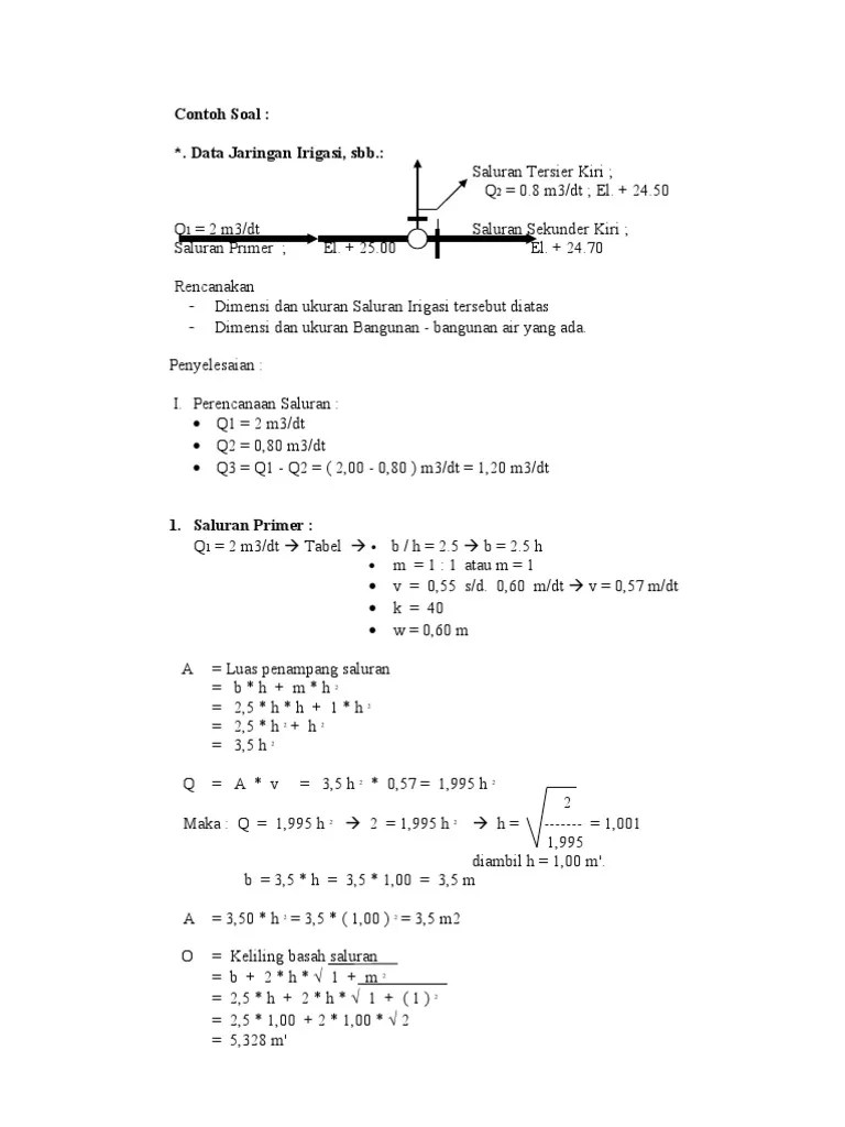 Contoh Soal Hidrolika 2 Dan Penyelesaiannya - Contoh Soal Terbaru