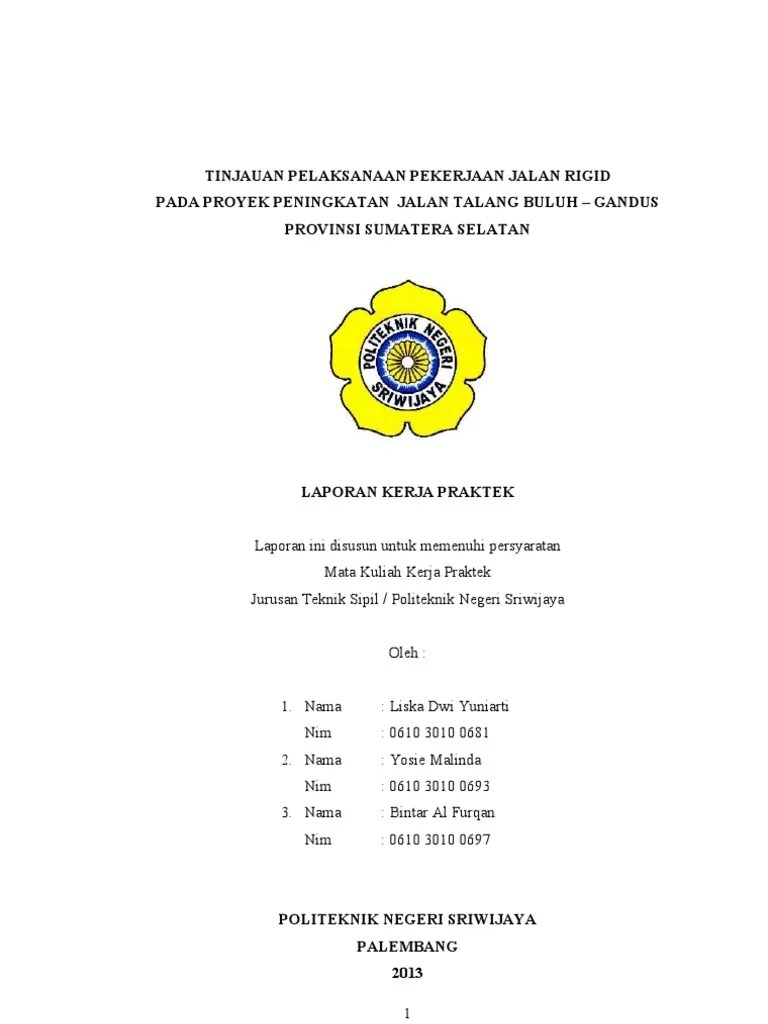 Contoh Laporan Kerja Praktek Teknik Sipil Struktur
