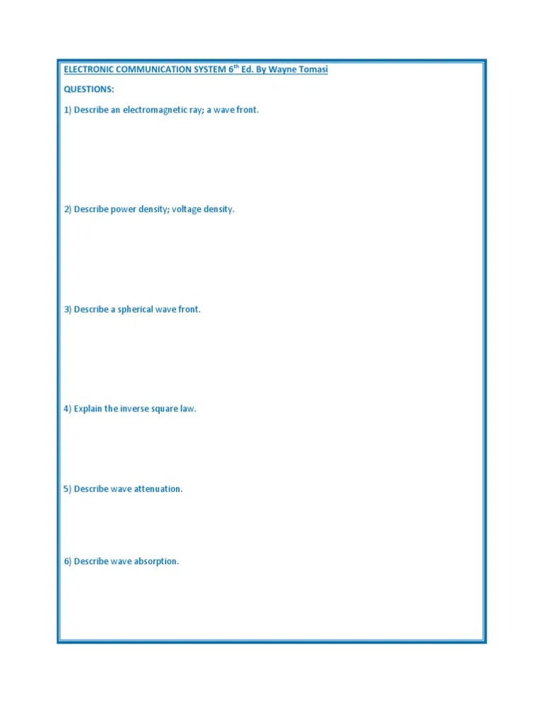 1) Describe An Ray A Wave Front. Electronic