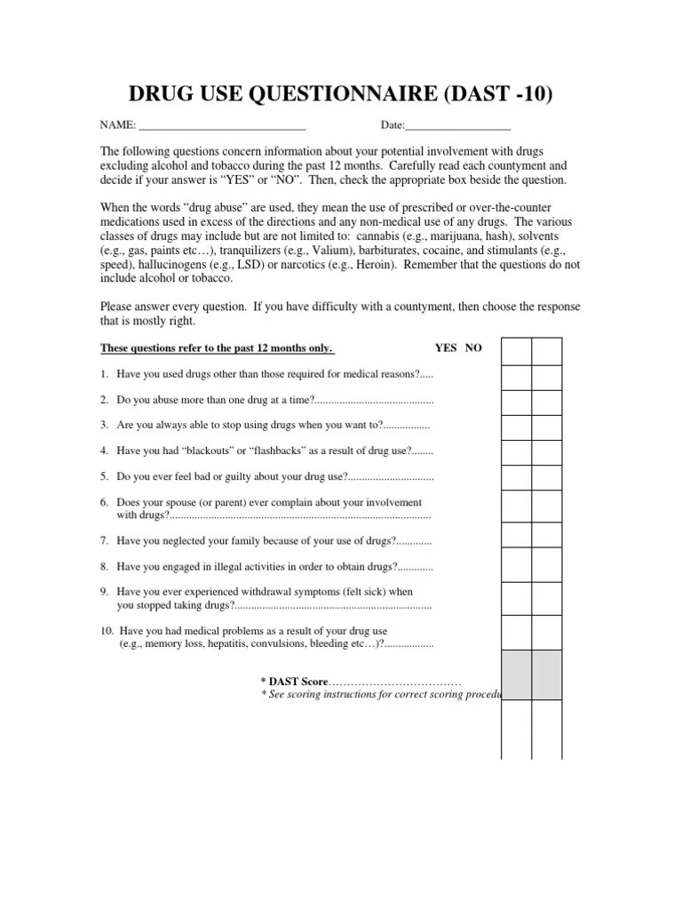 Drug Use Questionnaire PDF
