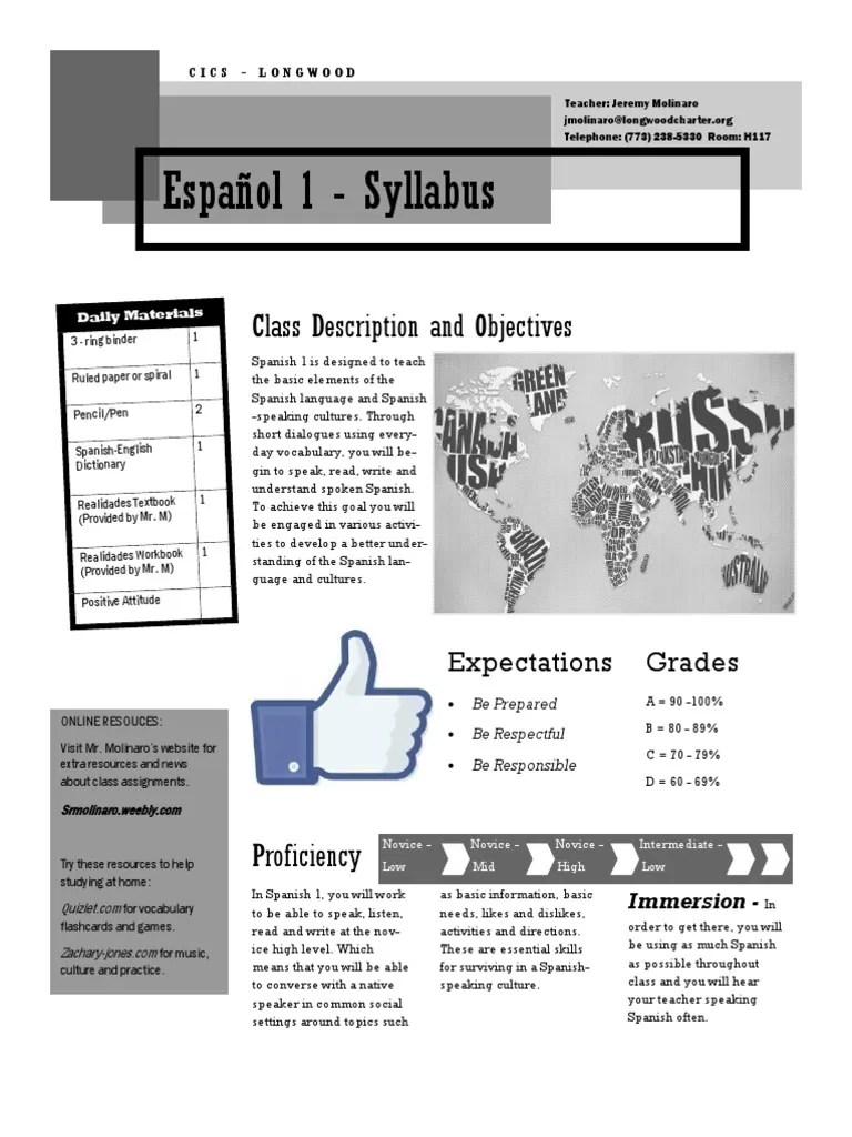 20132014 syllabus Spanish Language Vocabulary