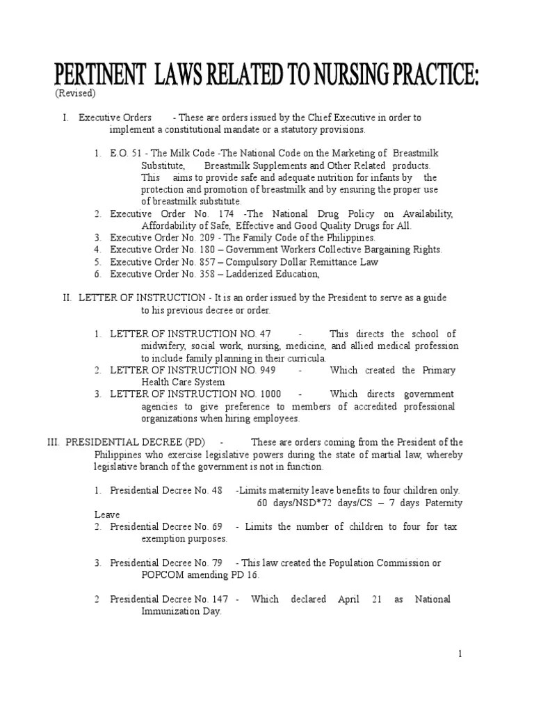 LAWS THAT MAYBE RELATED TO NURSING PRACTICE Medical Prescription