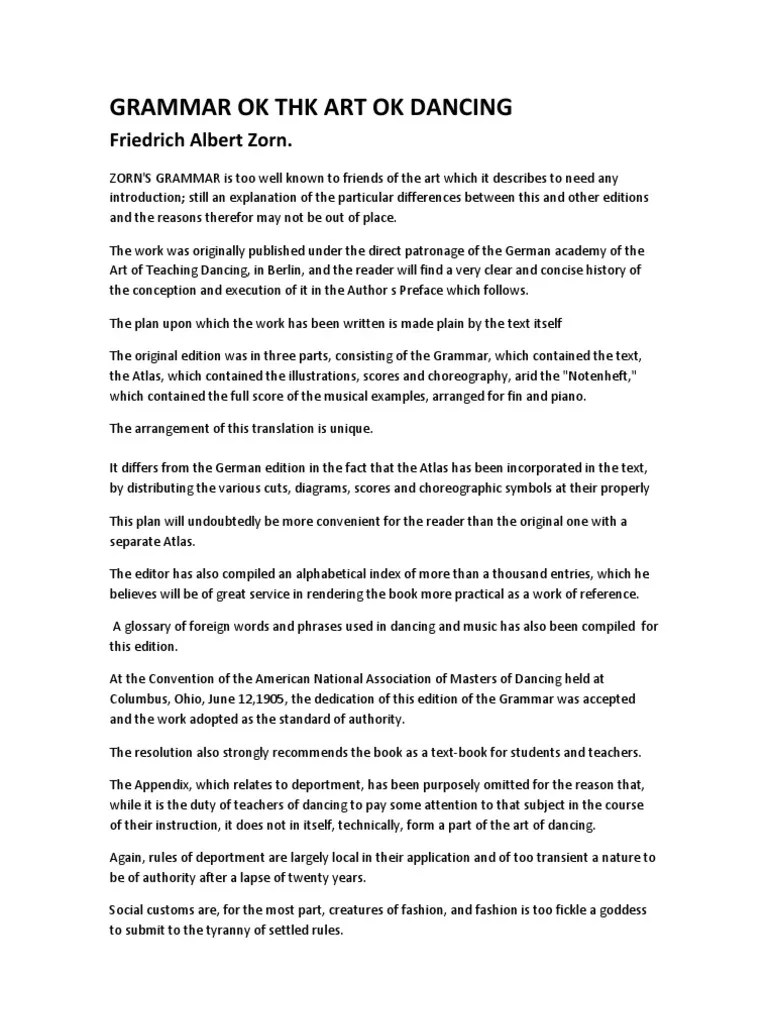 The Classification of Dances PDF Dances Ballet