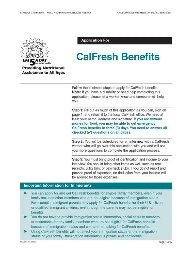 APPLICATION FOR CALFRESH BENEFITS (FOODSTAMPS) RIVERSIDE COUNTY