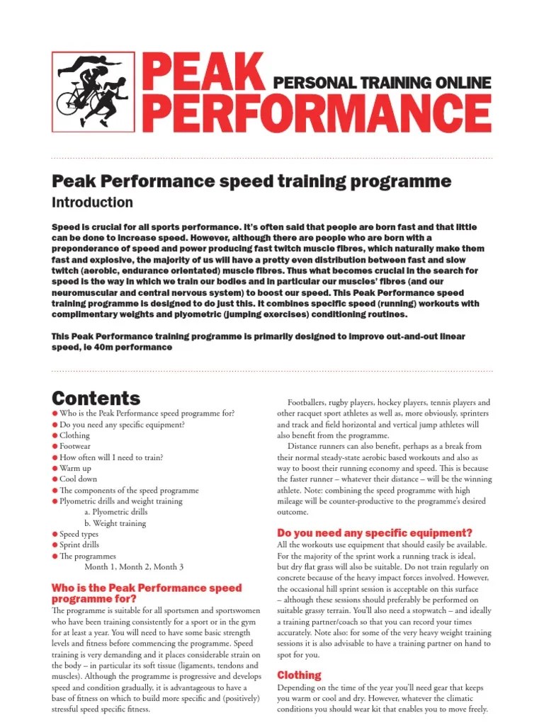 Speed Training Program PDF PDF Weight Training Physical Exercise