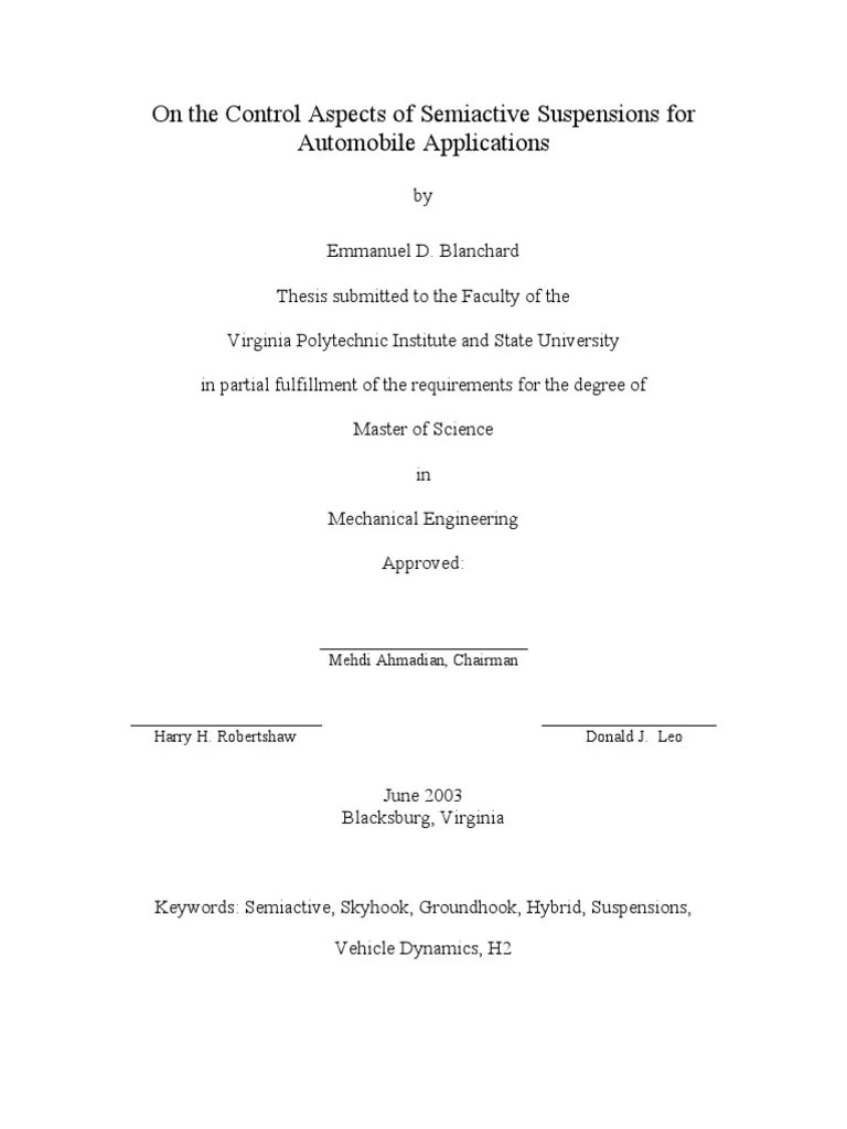 Thesis Emmanuel Blanchard PDF Suspension (Vehicle) Mechanical