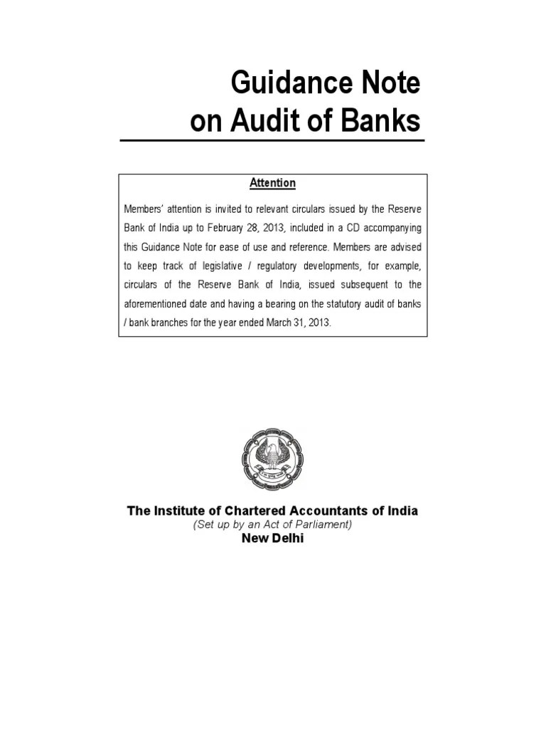 Guidance Note On Audit of Banks by Icai PDF Reserve Bank Of India
